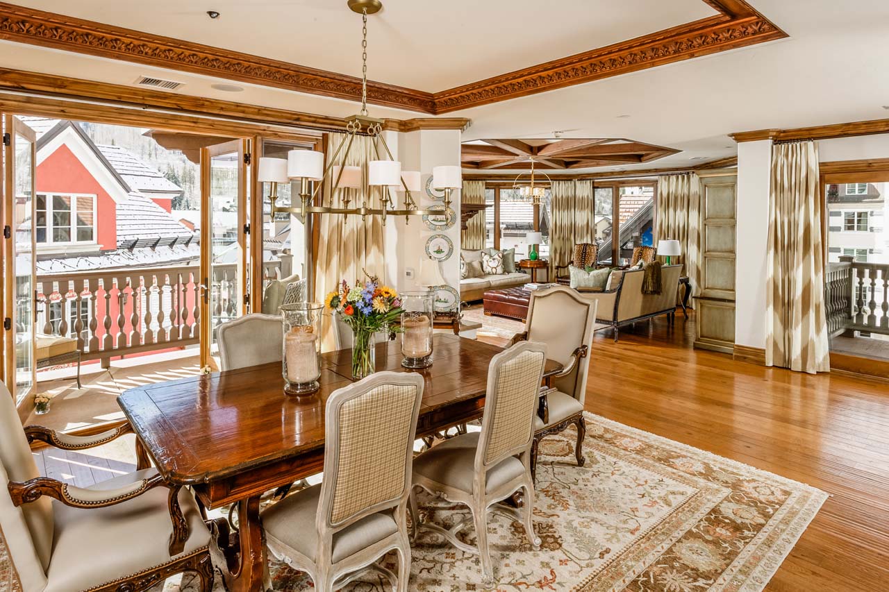 Walnut dining table at Arrabelle Retreat in Vail