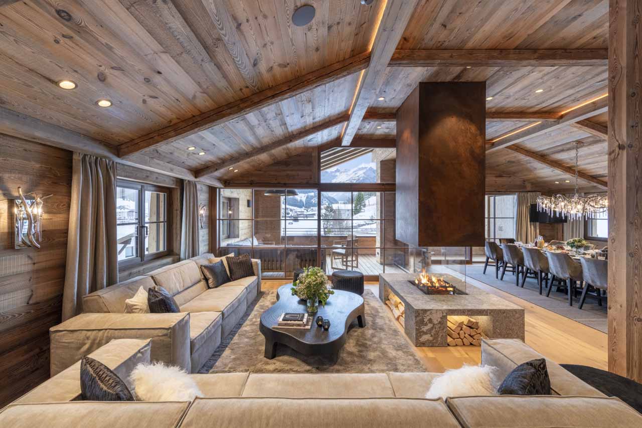 Open plan living area at Chalech M in Lech