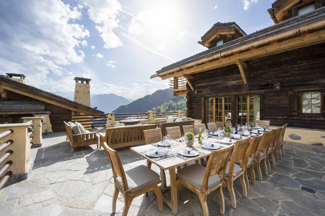Large terrace at Chalet Chouqui in Verbier