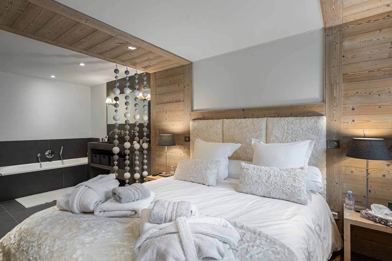Bedroom one at Chalet Grand Tetras at Courchevel Le Praz