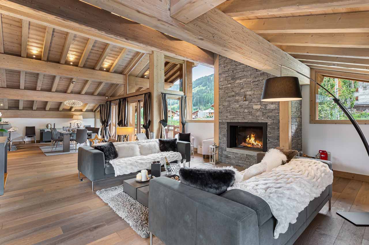 Chalet Le Grand Tetras living area in Courchevel Le Praz