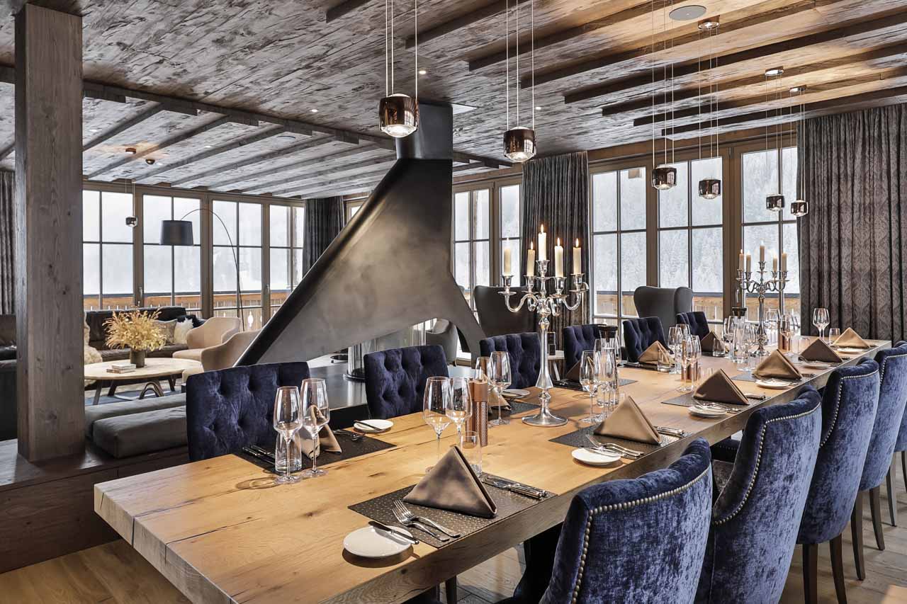 Dining table at Chalet Lena in St Anton