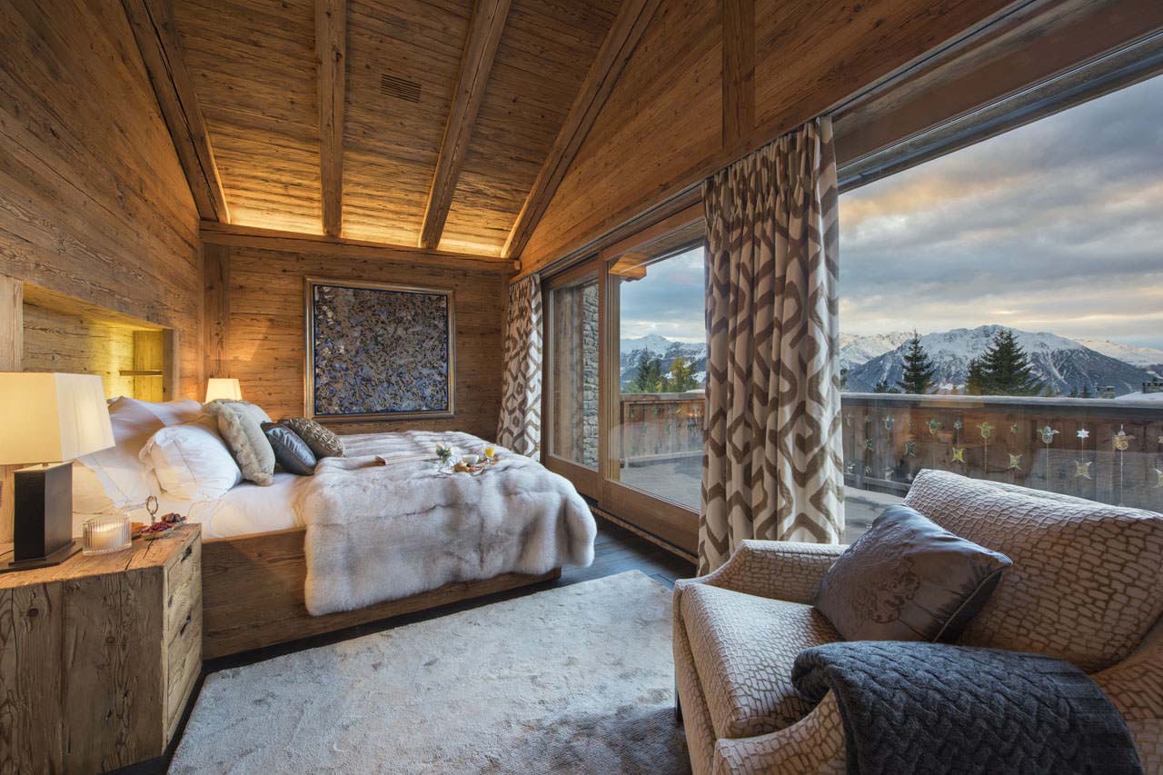 Master bedroom at Chalet Makini in Verbier