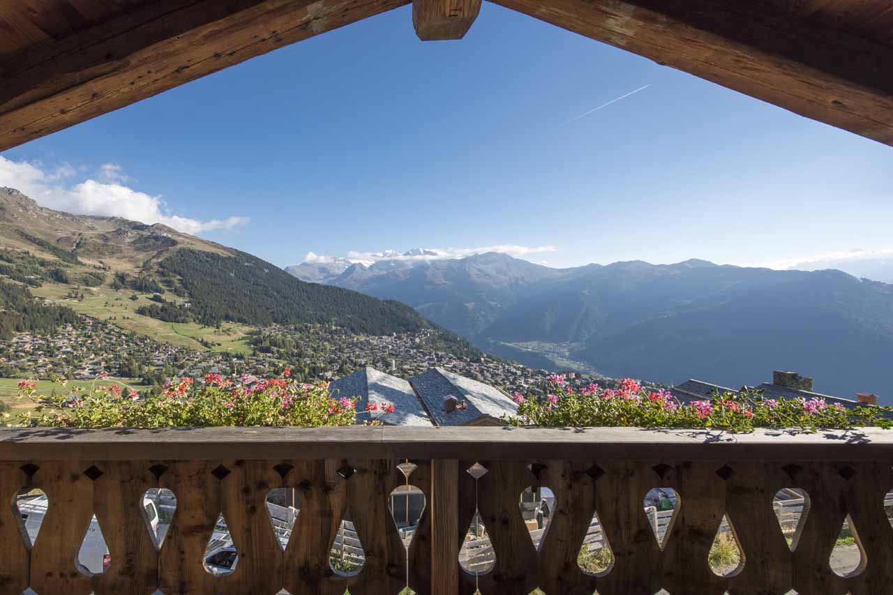 Balcony views at Chalet Nyumba in Verbier