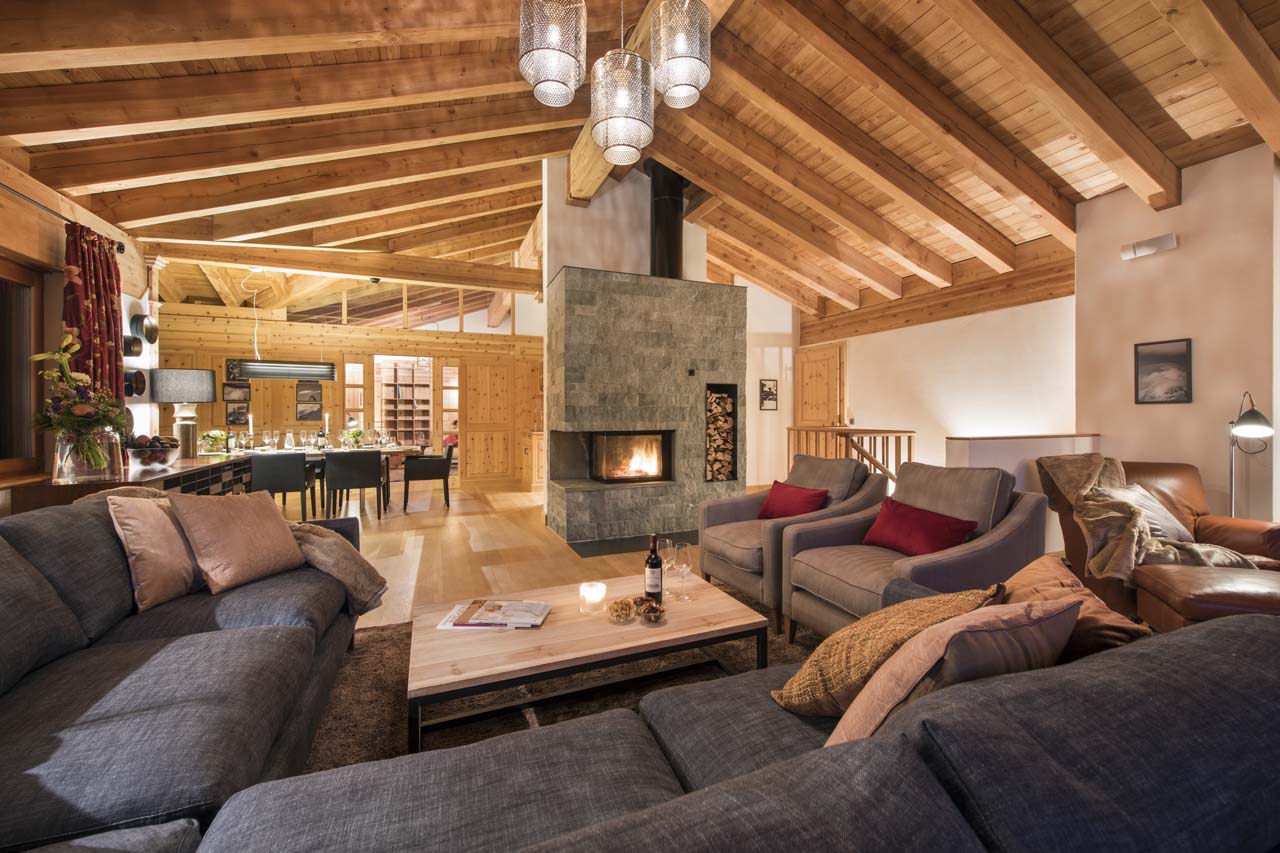 Living room at Chalet Shalimar in Zermatt
