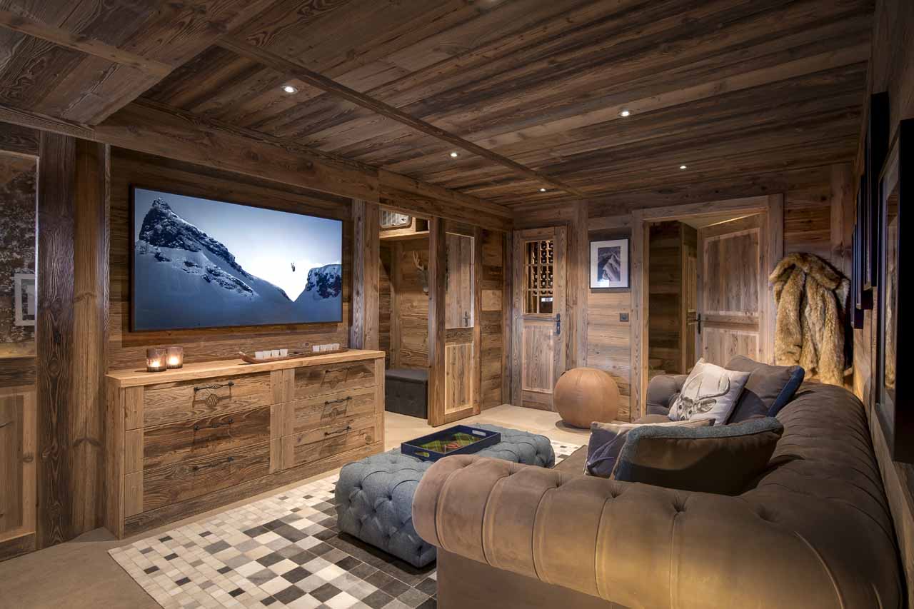TV room at Chalet V in La Tzoumaz