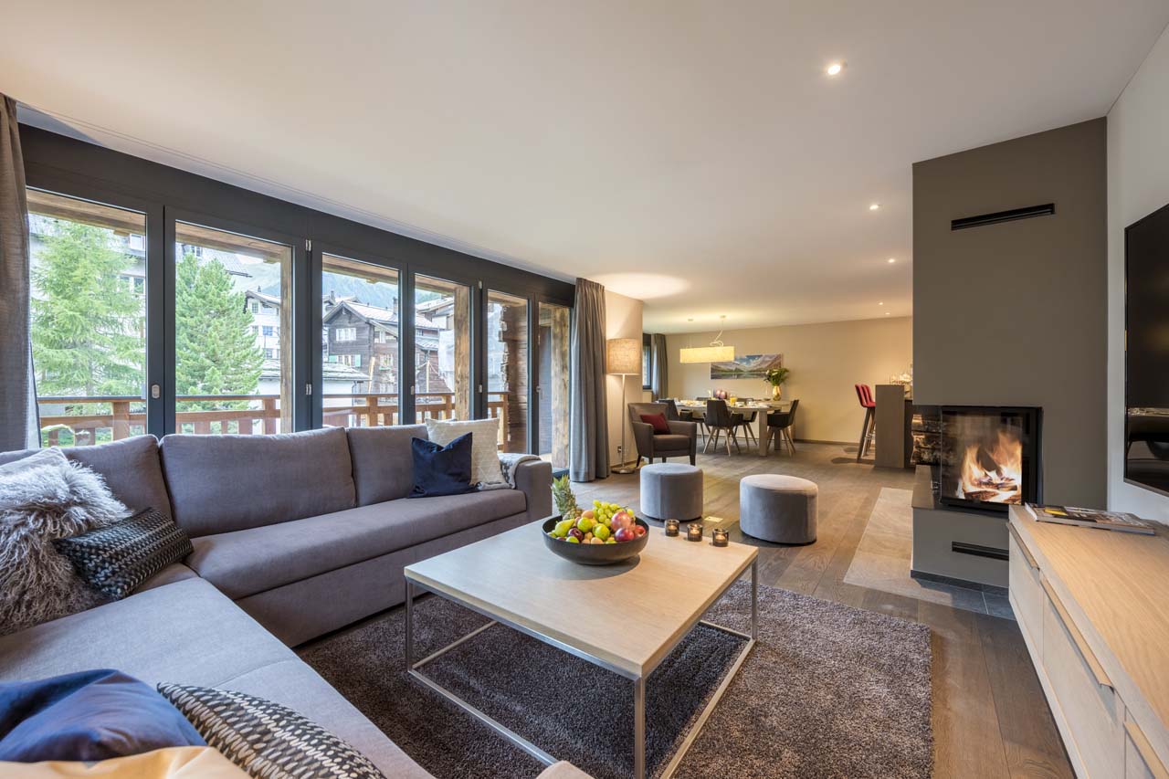 Living area at Christiania Apartment 7 in Zermatt
