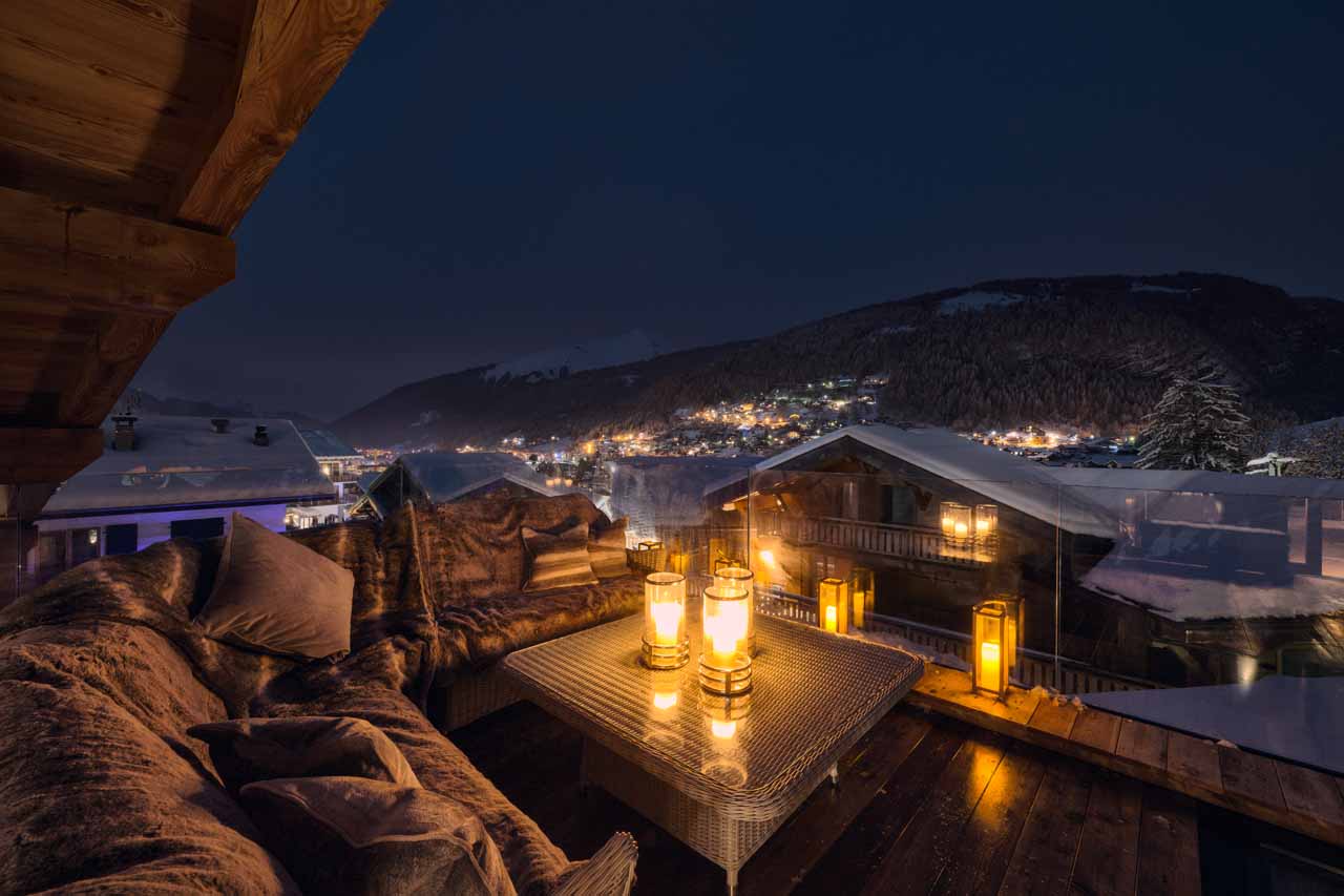 Terrace views at Lodge de Nants in Morzine