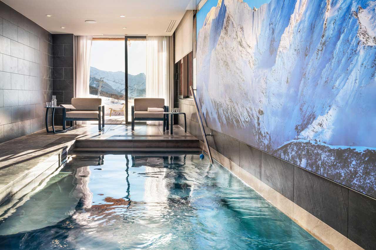 Heated indoor swimming pool at Chalet Arpoza in Les Arcs