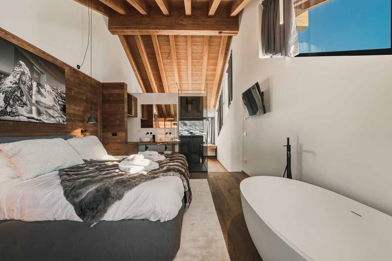 Bedroom six at Chalet Breithorn in Cervinia