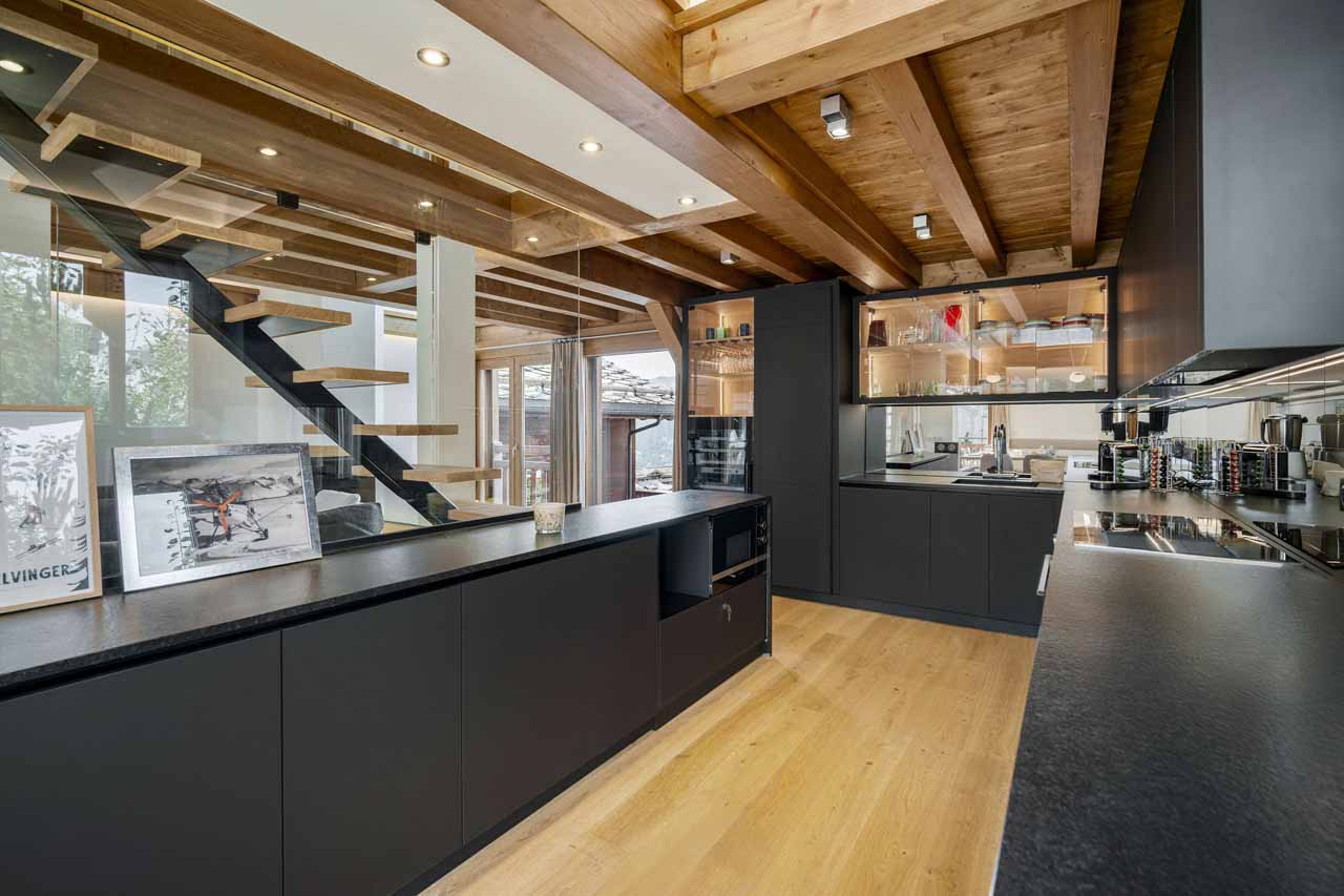 Kitchen at Grace Dieu in Courchevel 1850
