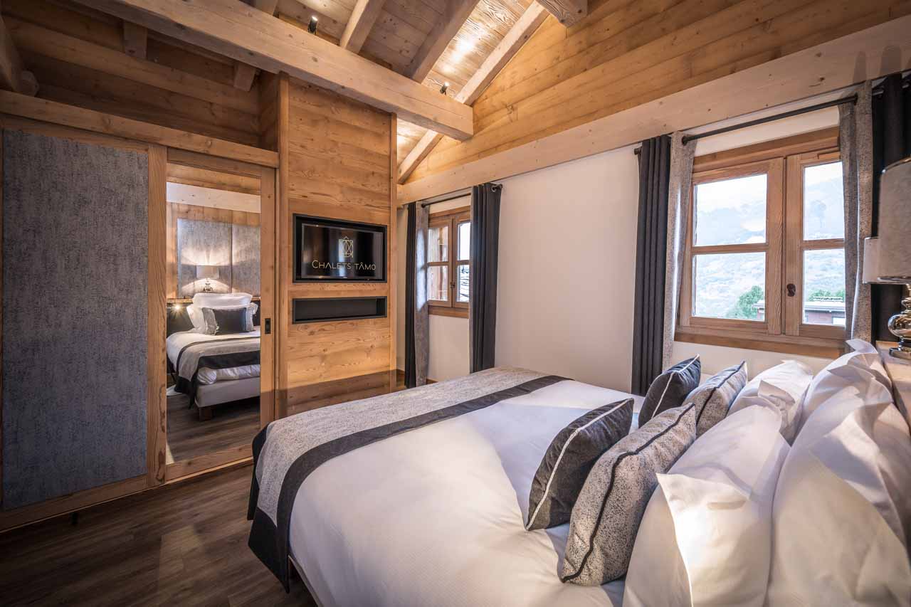 Bedroom one at Chalet Le 1946 in Courchevel Le Praz