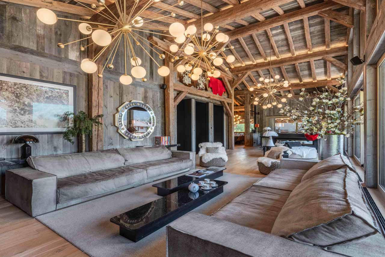 Plush comfortable sofas in Chalet Le Lodge, Megeve