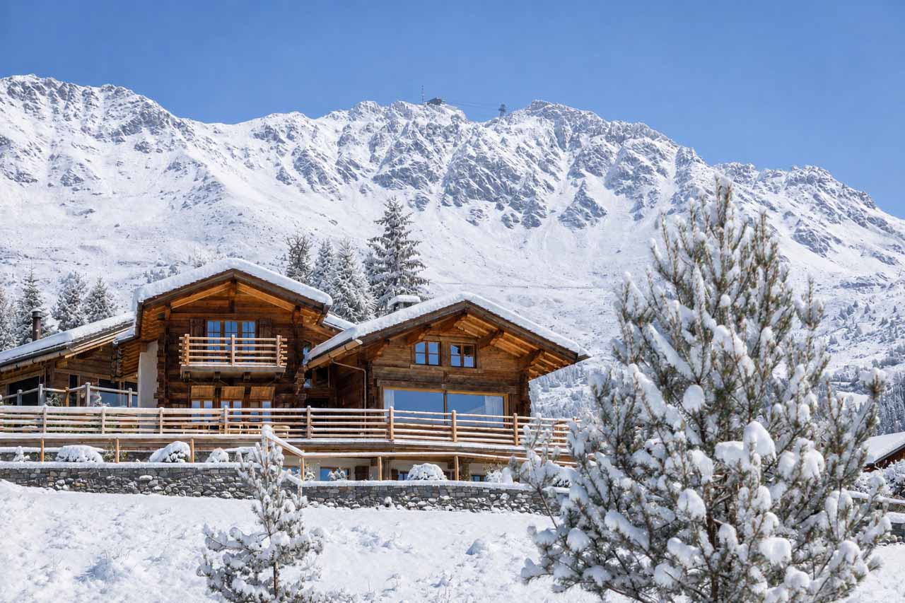 Exterior winter at Chalet Les Etoiles d'Amon in Verbier
