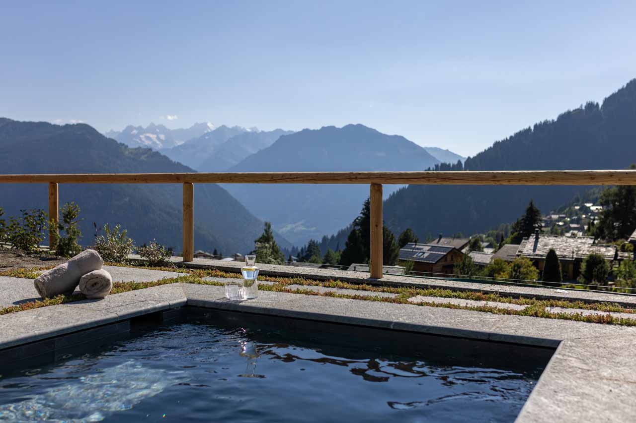 Spa hot tub view at Chalet Les Etoiles d'Amon in Verbier