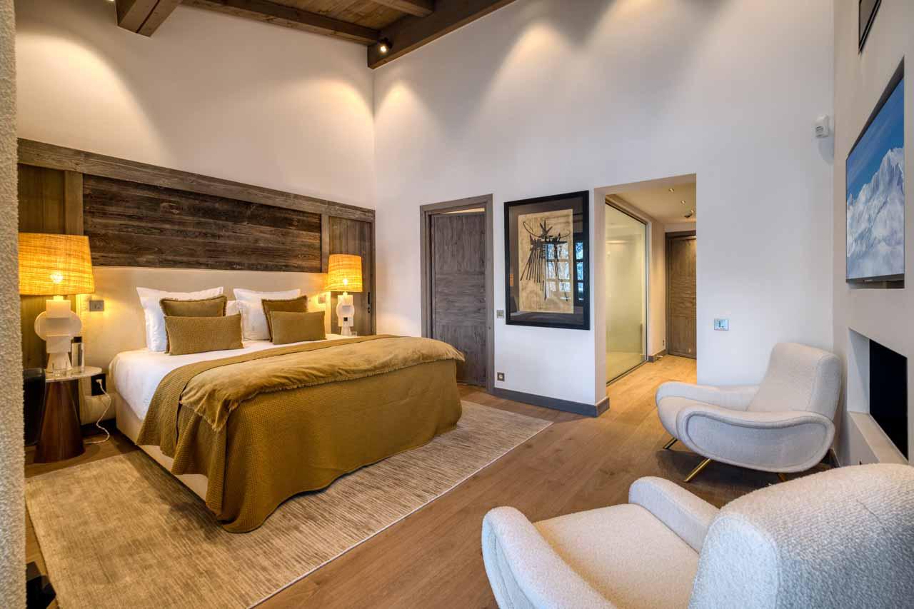 Bedroom one at Chalet Mandala in Megeve