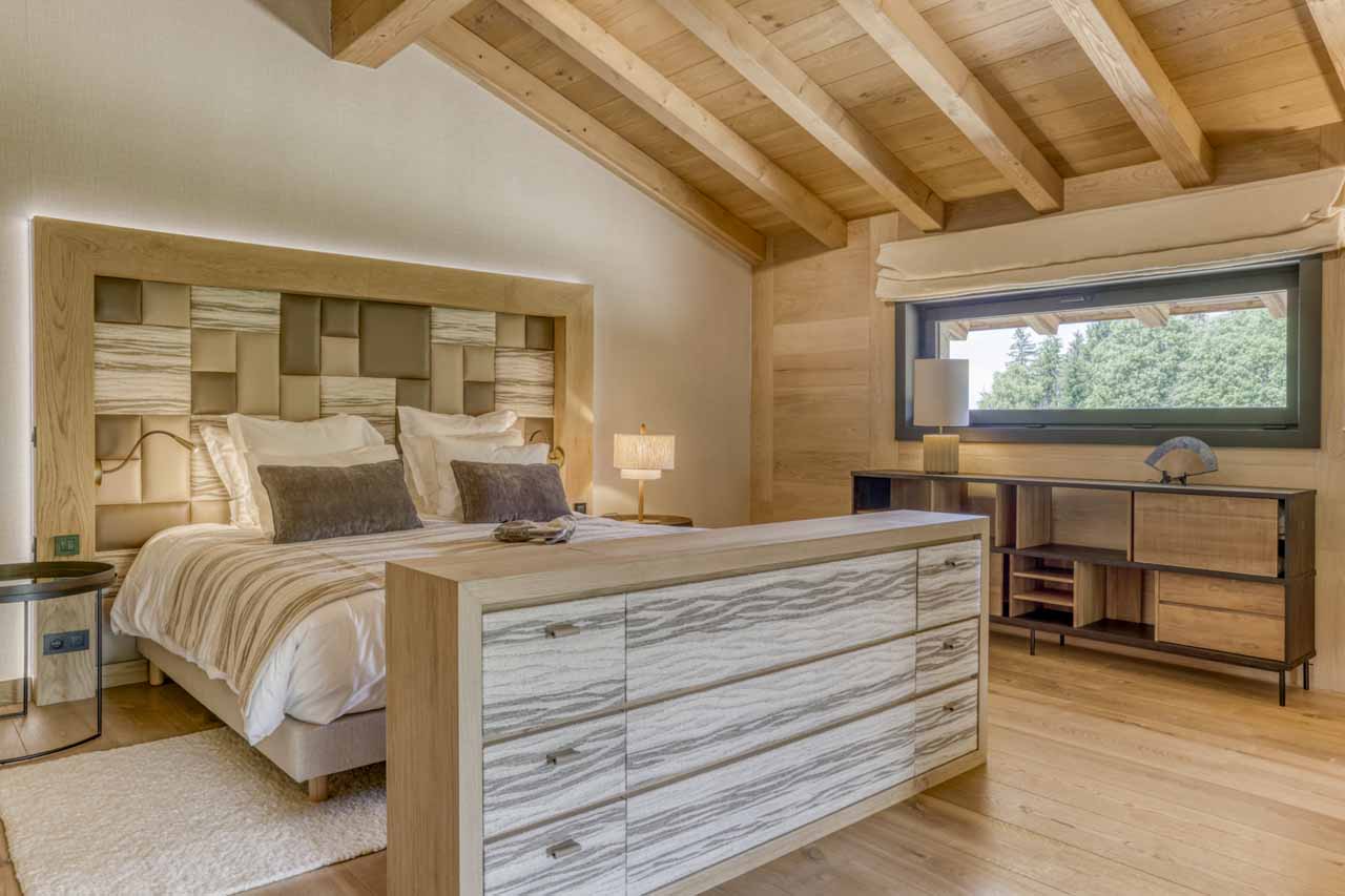 Master bedroom at Chalet Olivier in Megeve
