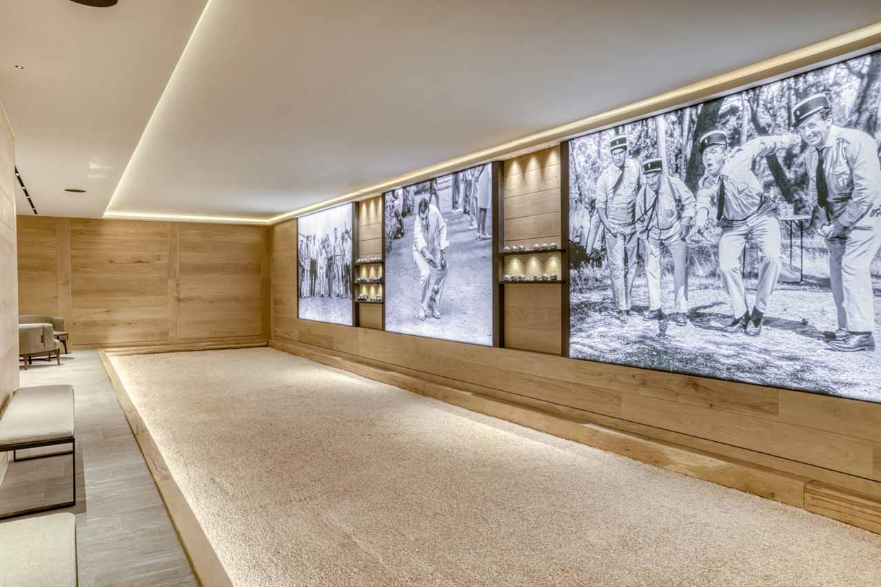 Indoor petanque court at Chalet Olivier in Megeve