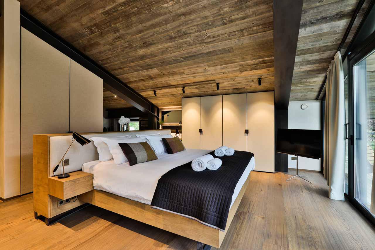 Bedroom one at Chalet On The Rocks in Chamonix