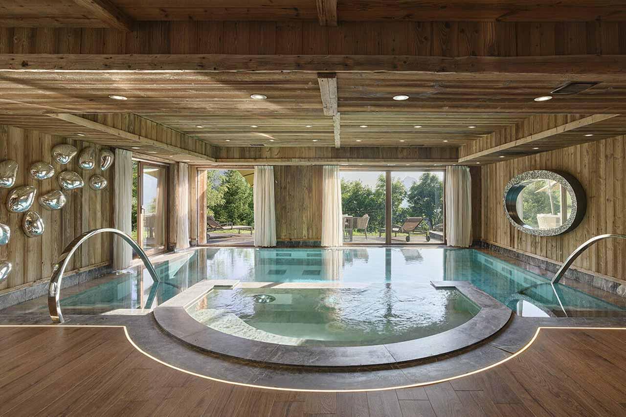 View from pool at Chalet Sun in Megeve