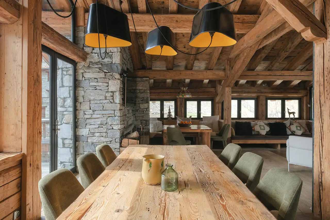 Dining table at Chalet Vieux Pont, Val d'Isere