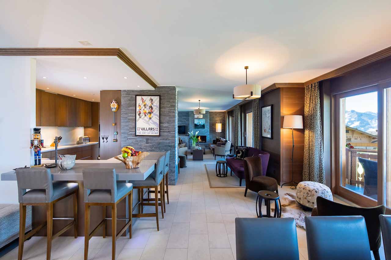 Open plan living area at Royalp Family Duplex Residence in Villars-sur-Ollon