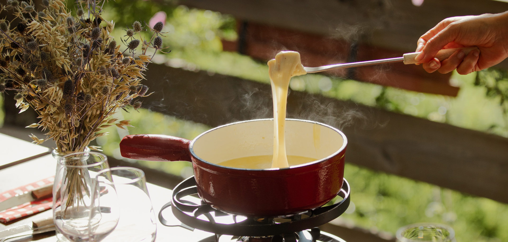 Fondue in summer in Megeve