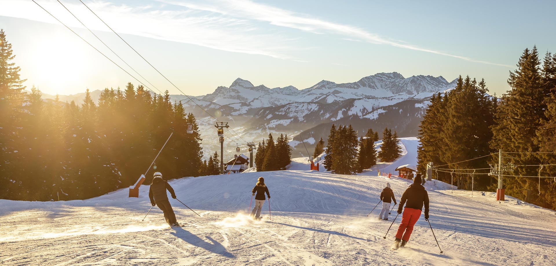 Group skiing in Megeve