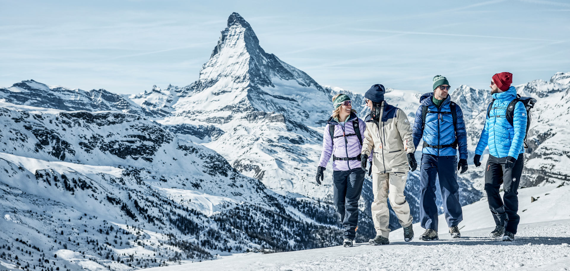 Group winter hiking in Zermatt
