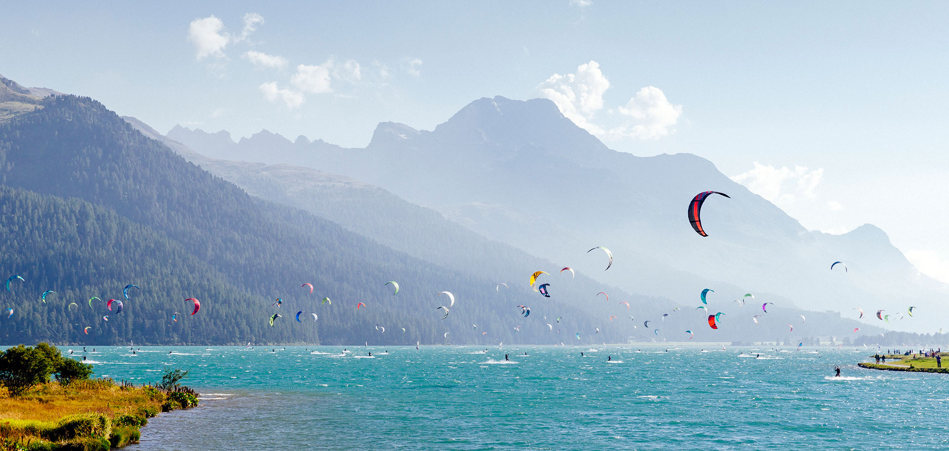 Kite surfing in St Moritz in summer