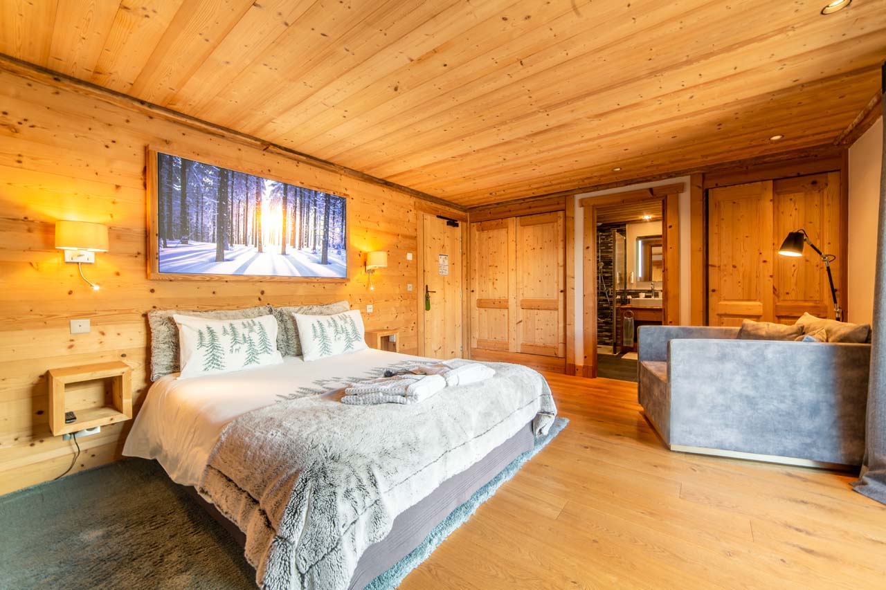 Bedroom one at La Ferme de Mon Grand Pere in Meribel