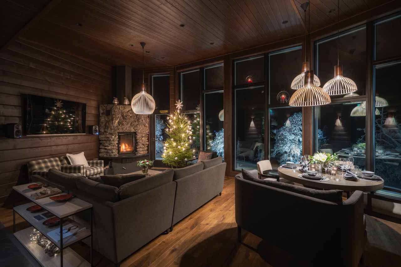 Living and dining area at Octola Villa in Arctic Finland