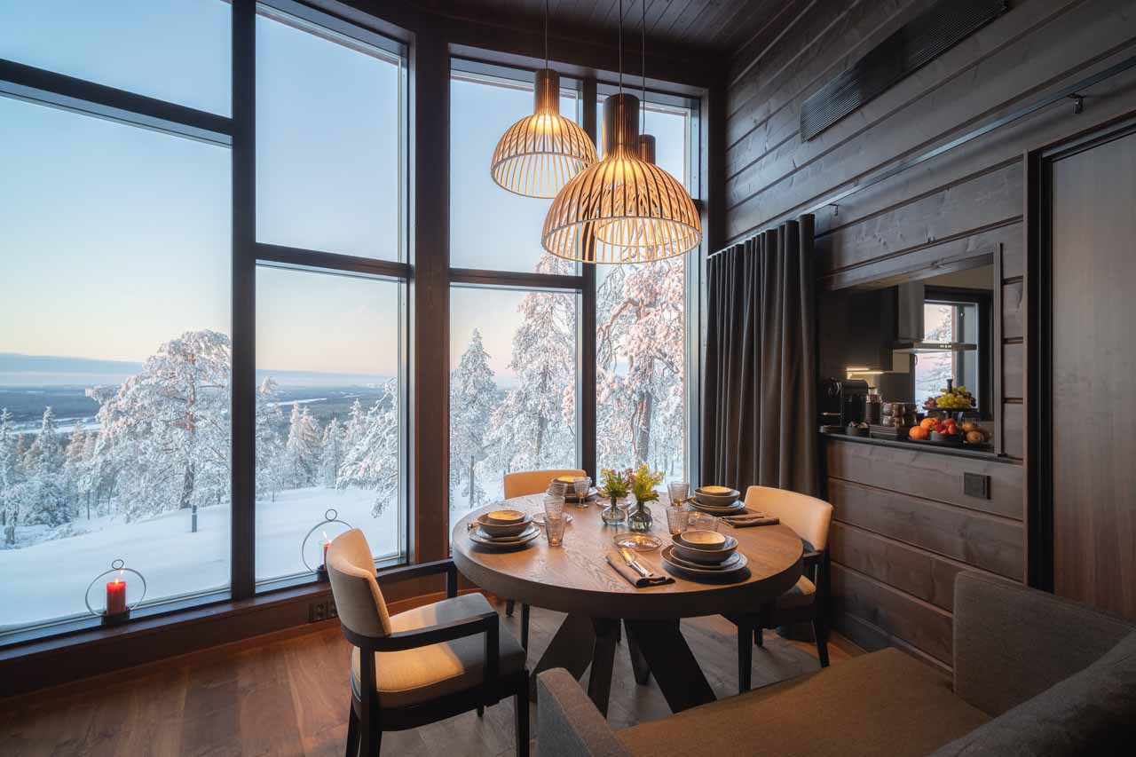 Views from dining table at Octola Villa in Arctic Finland
