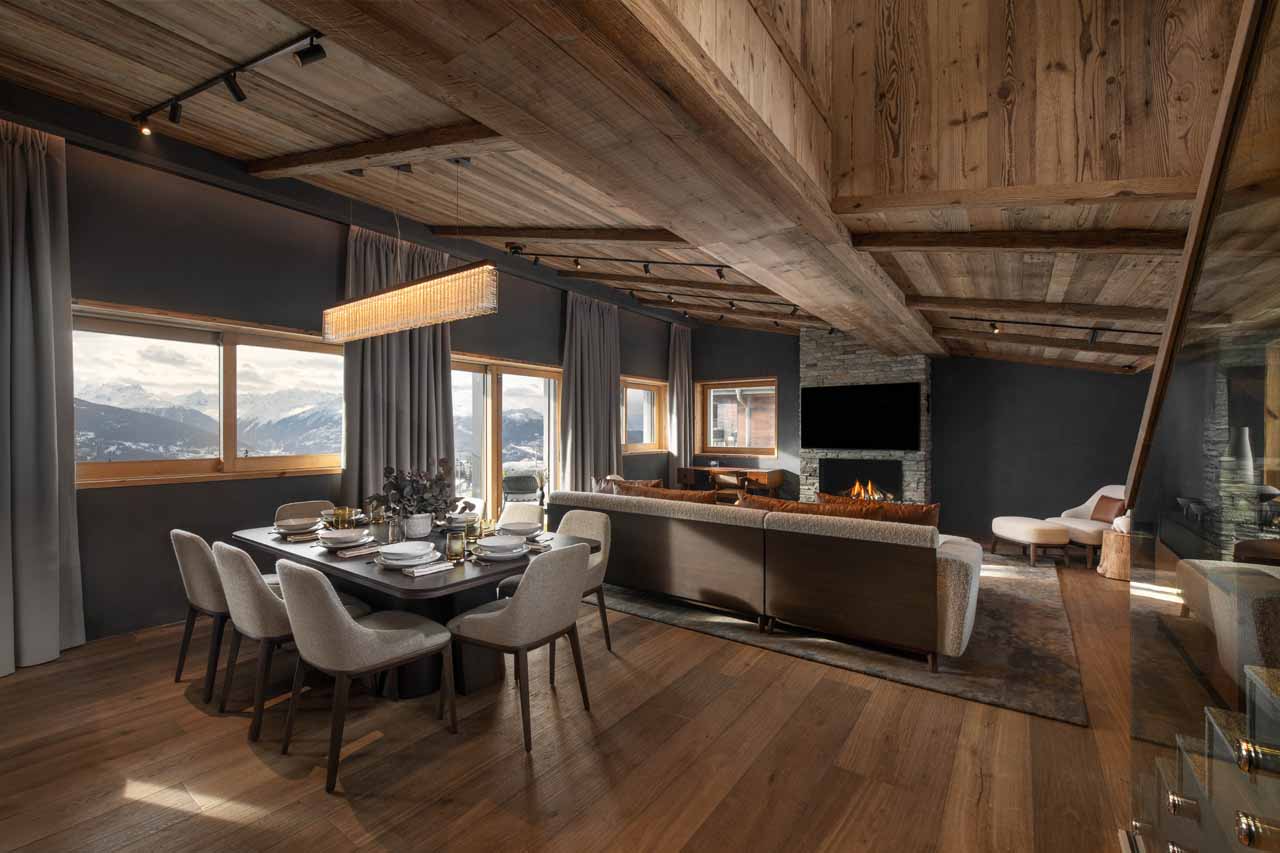 Dining area at Six Senses Chalet in Crans-Montana