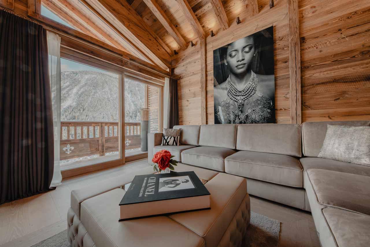 Living area at Ultima Courchevel Signature Residence in Courchevel 1650