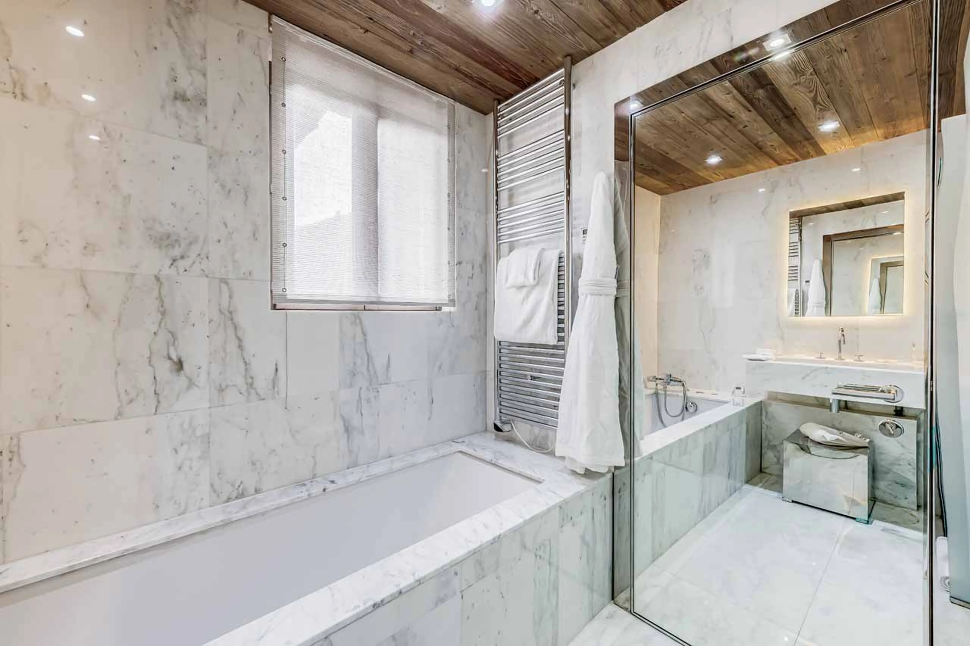 En suite bathroom to master bedroom in Chalet Carat in Courchevel 1850