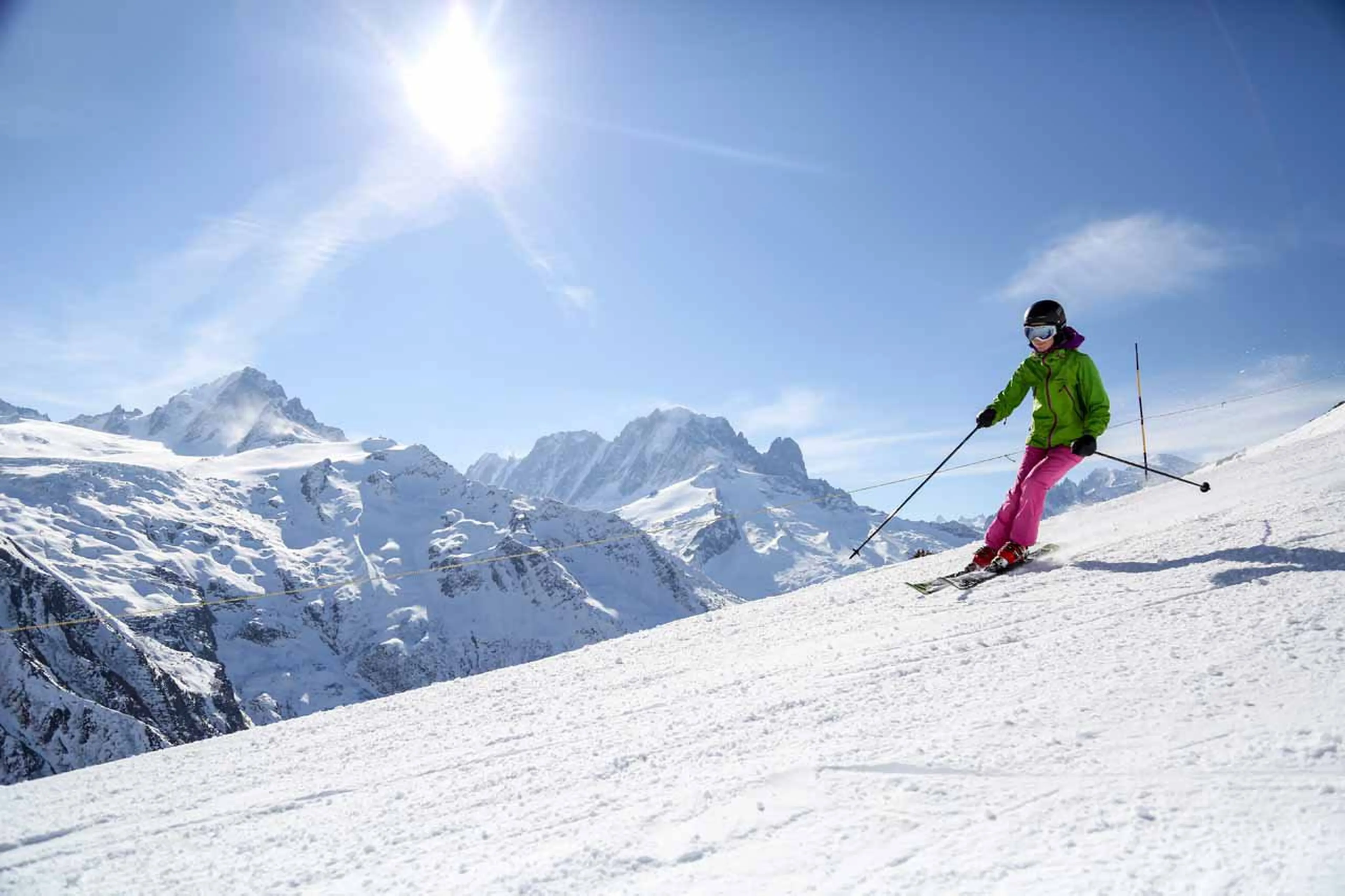 Freestyle skiing in Chamonix ski resort