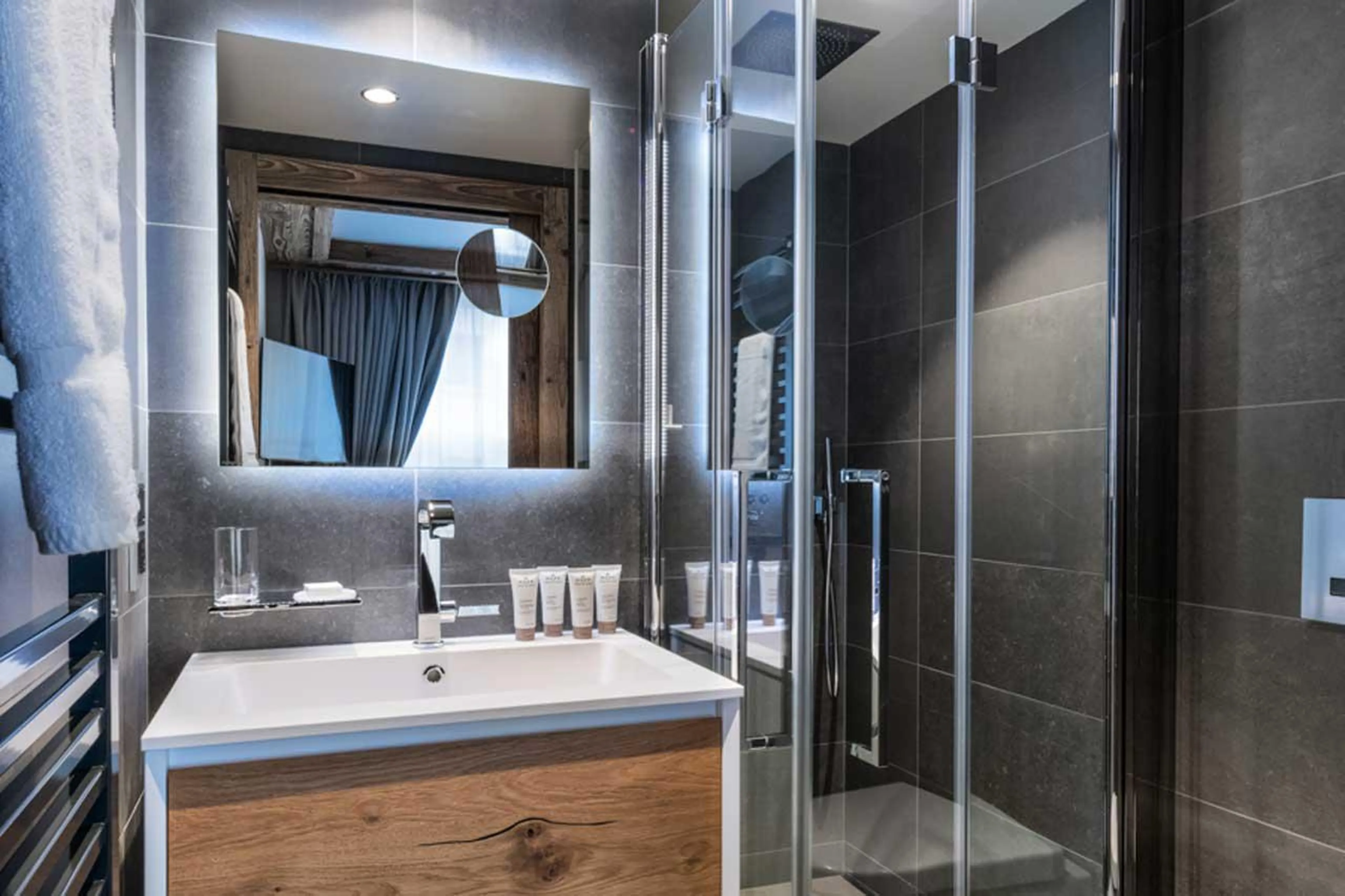 En-suite shower room in Alaska Lodge 5, Val d'Isere