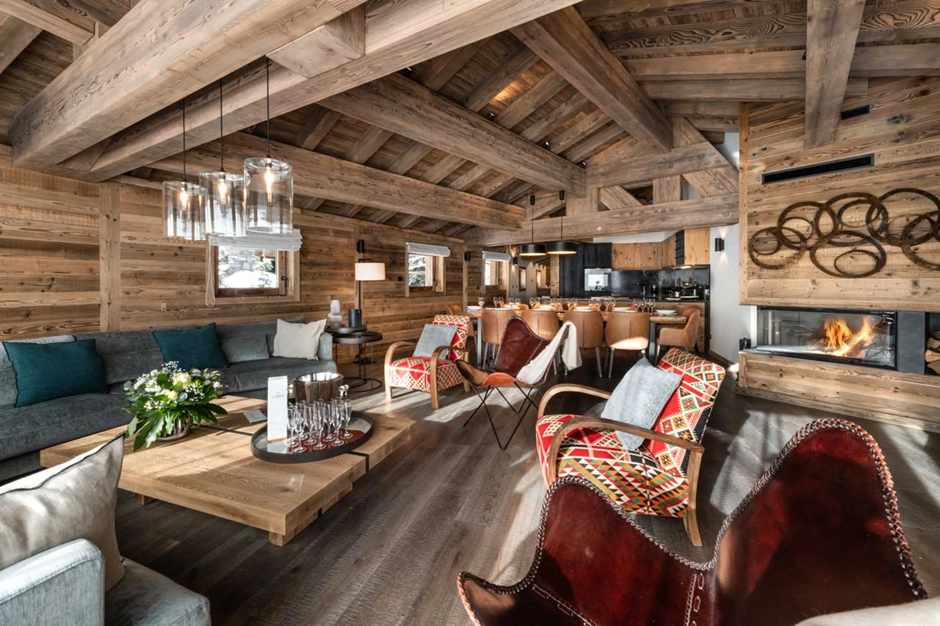 Living room details at Alaska Lodge 6 in Val d'Isere
