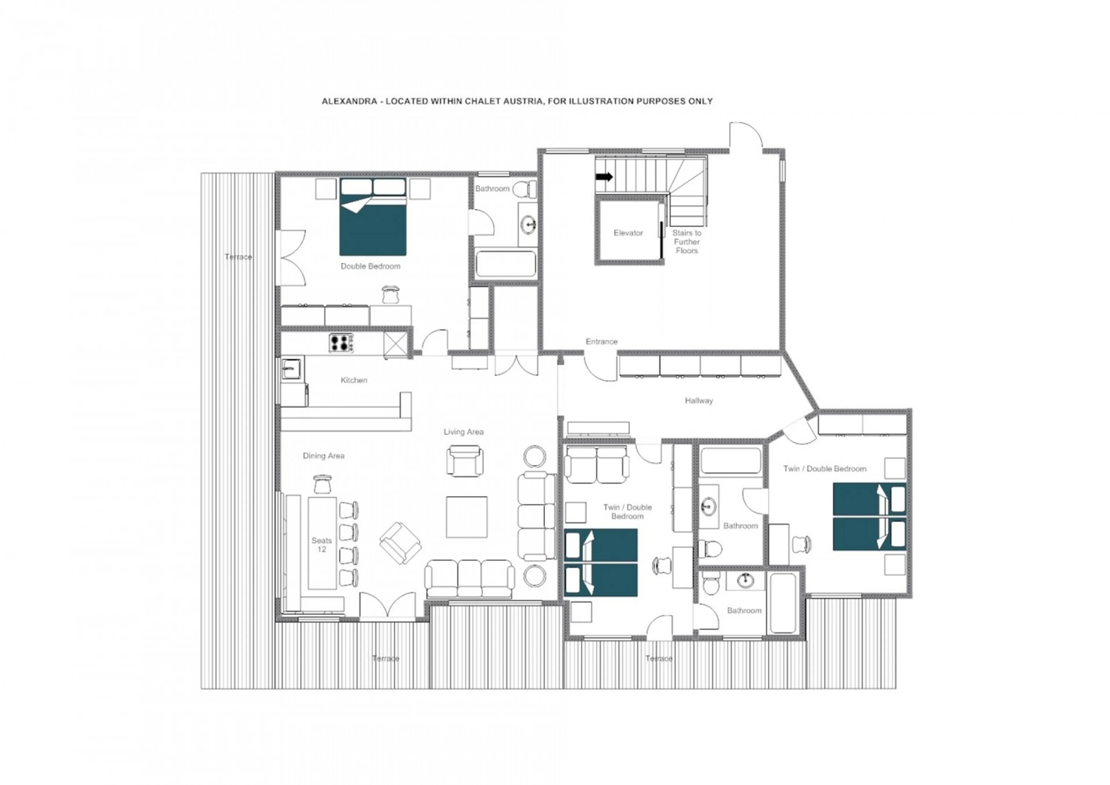Floor plan of Chalet Alexandra in St Anton