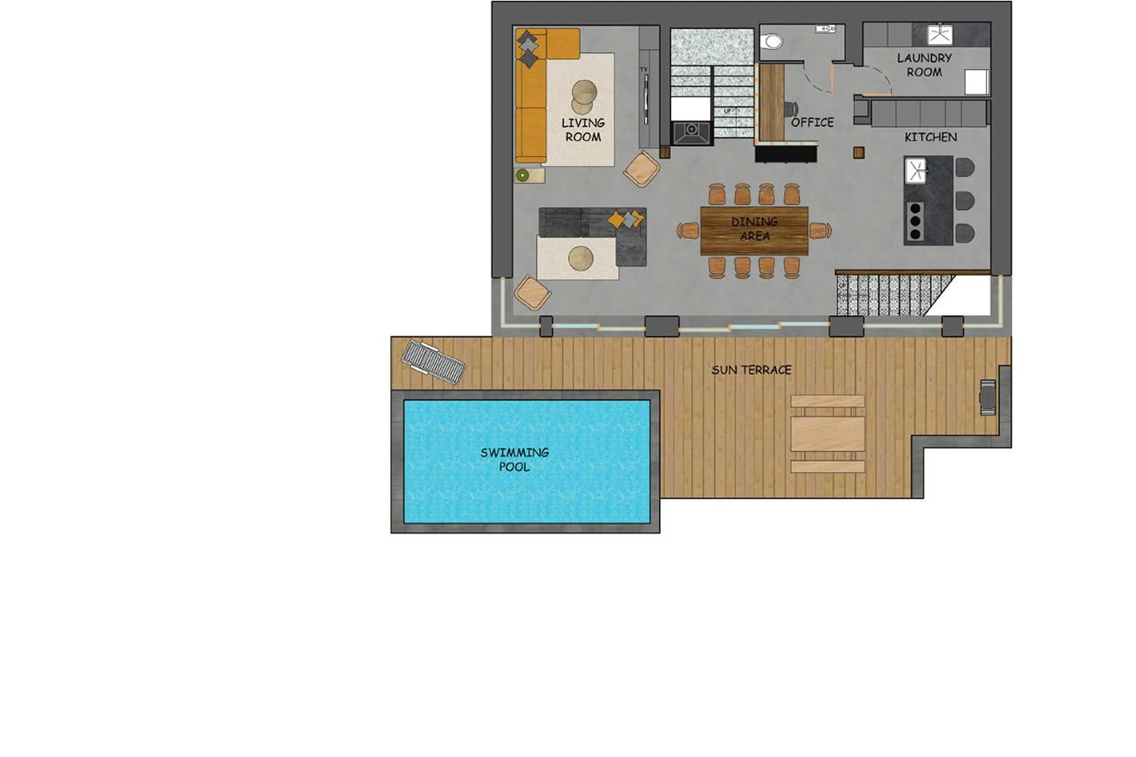 Level 1 floor plan of Alpine Retreat in Morzine