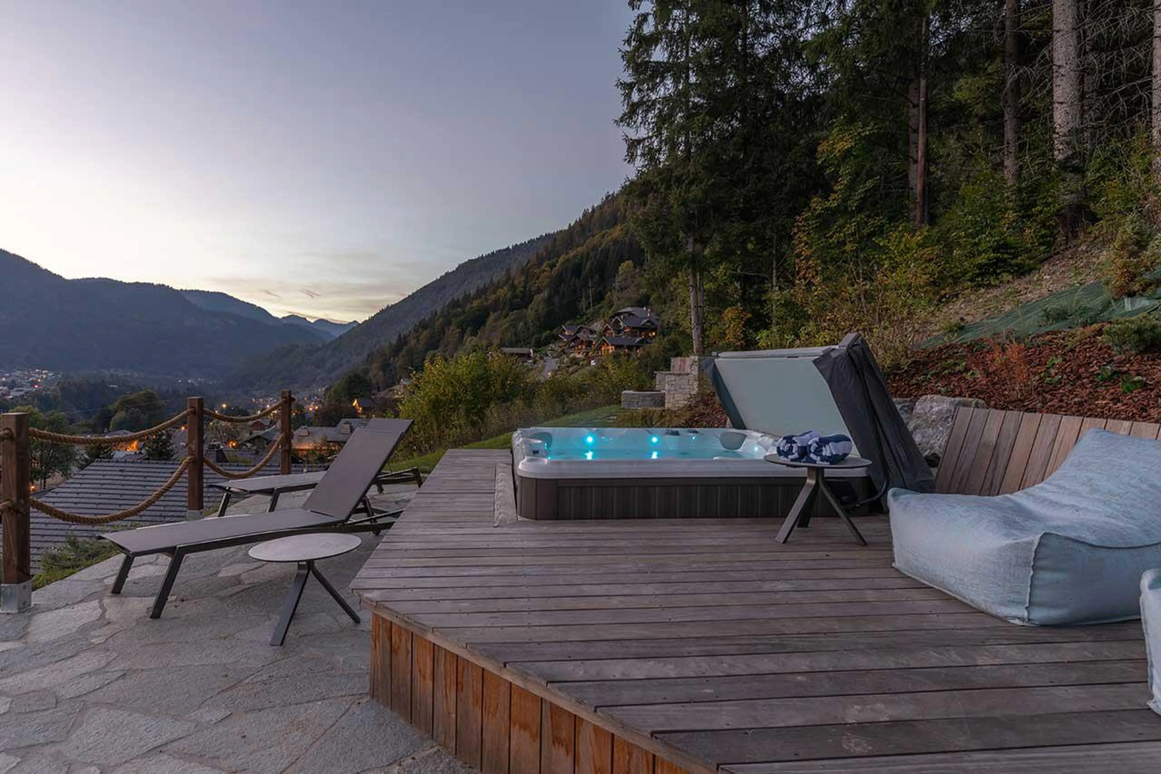 Outdoor hot tub at Alpine Retreat in Morzine