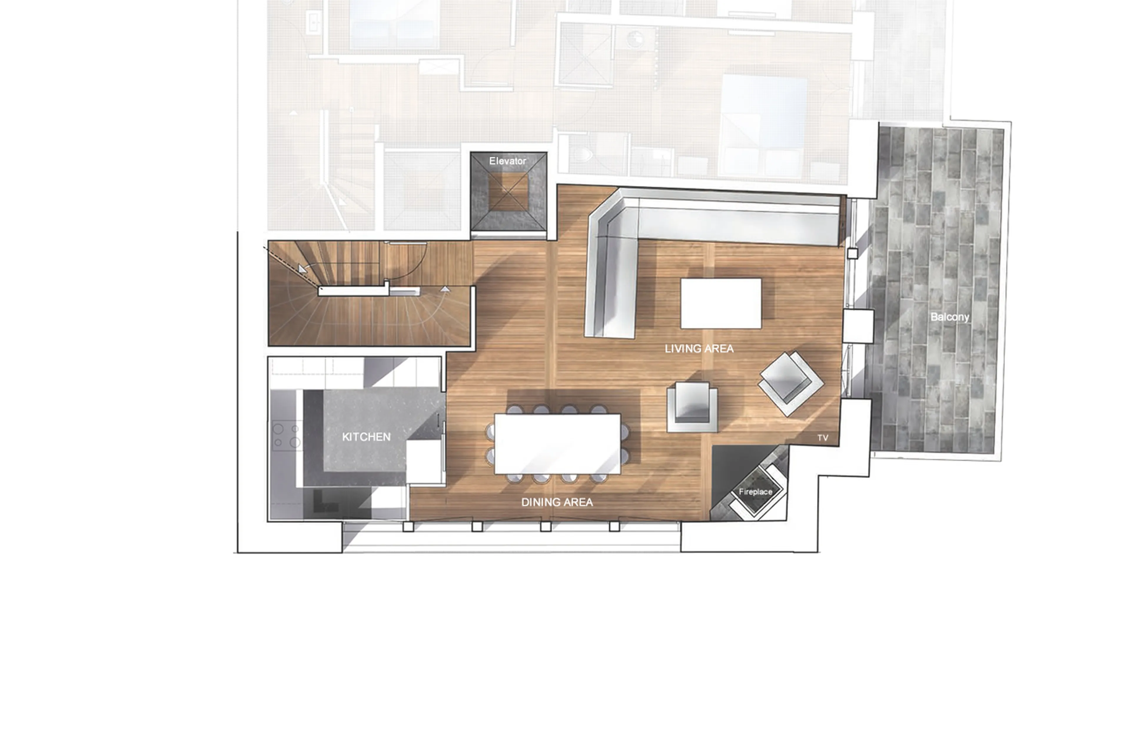 Level 1 floor plan of Chalet Angelus 1 in Val d'Isere