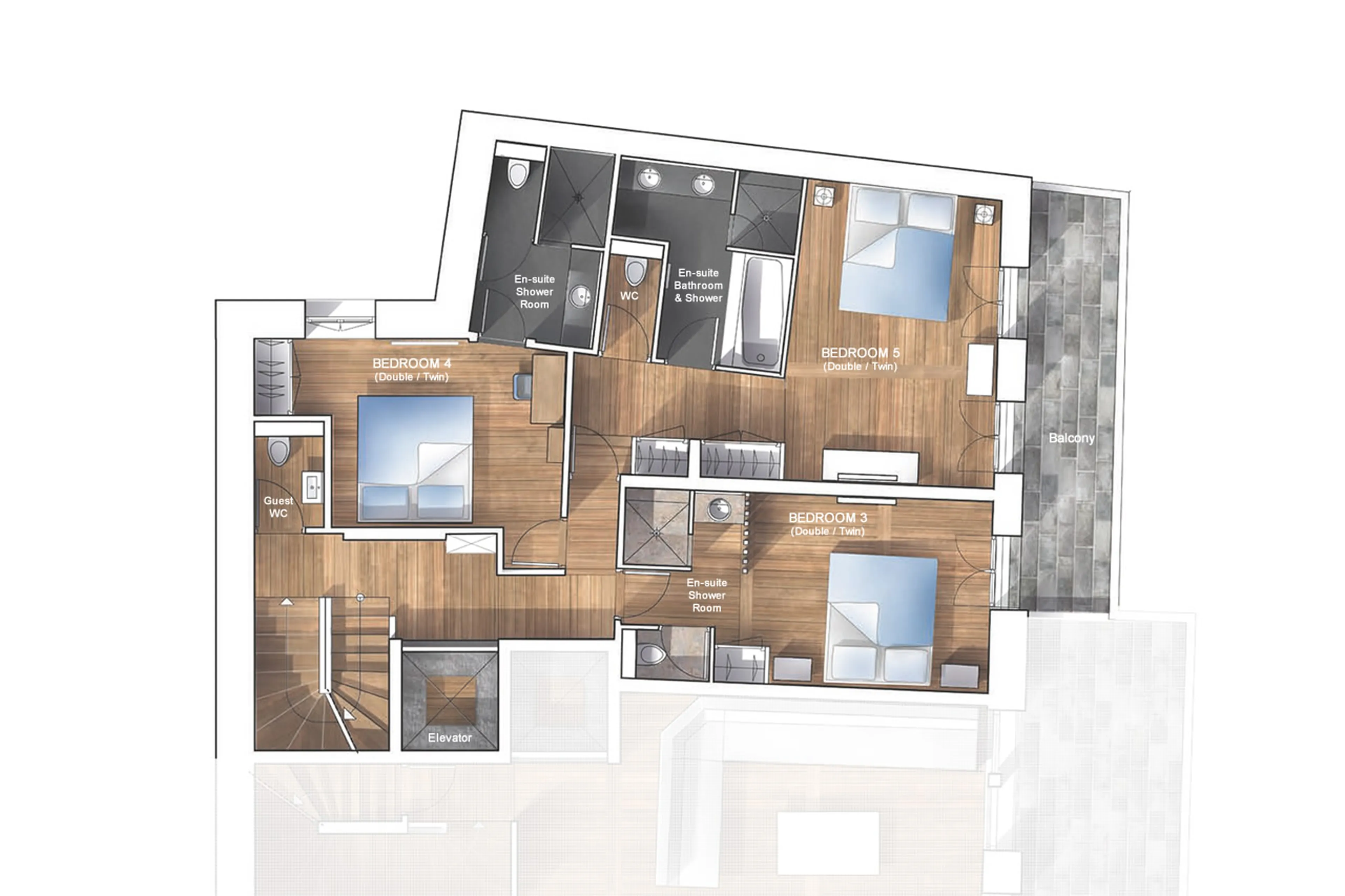 Level 1 floor plan of Chalet Angelus 2 in Val d'Isere