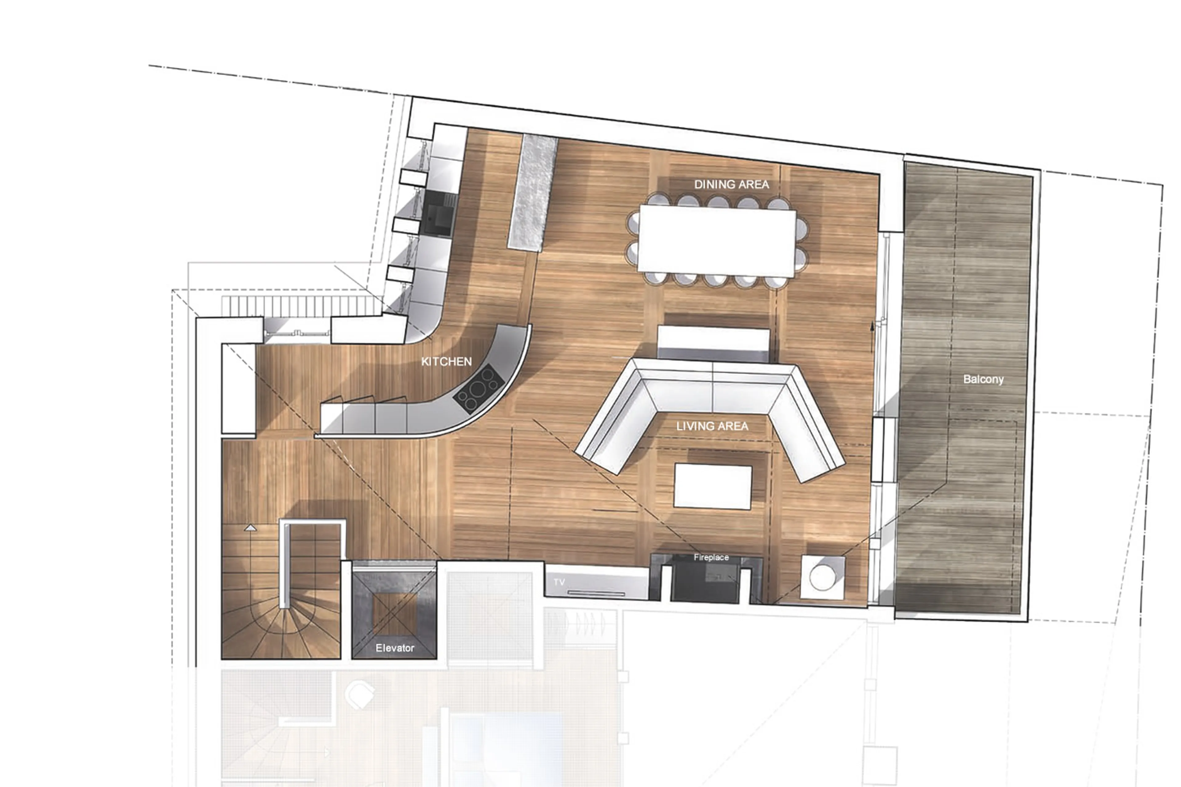 Level 2 floor plan of Chalet Angelus 2 in Val d'Isere