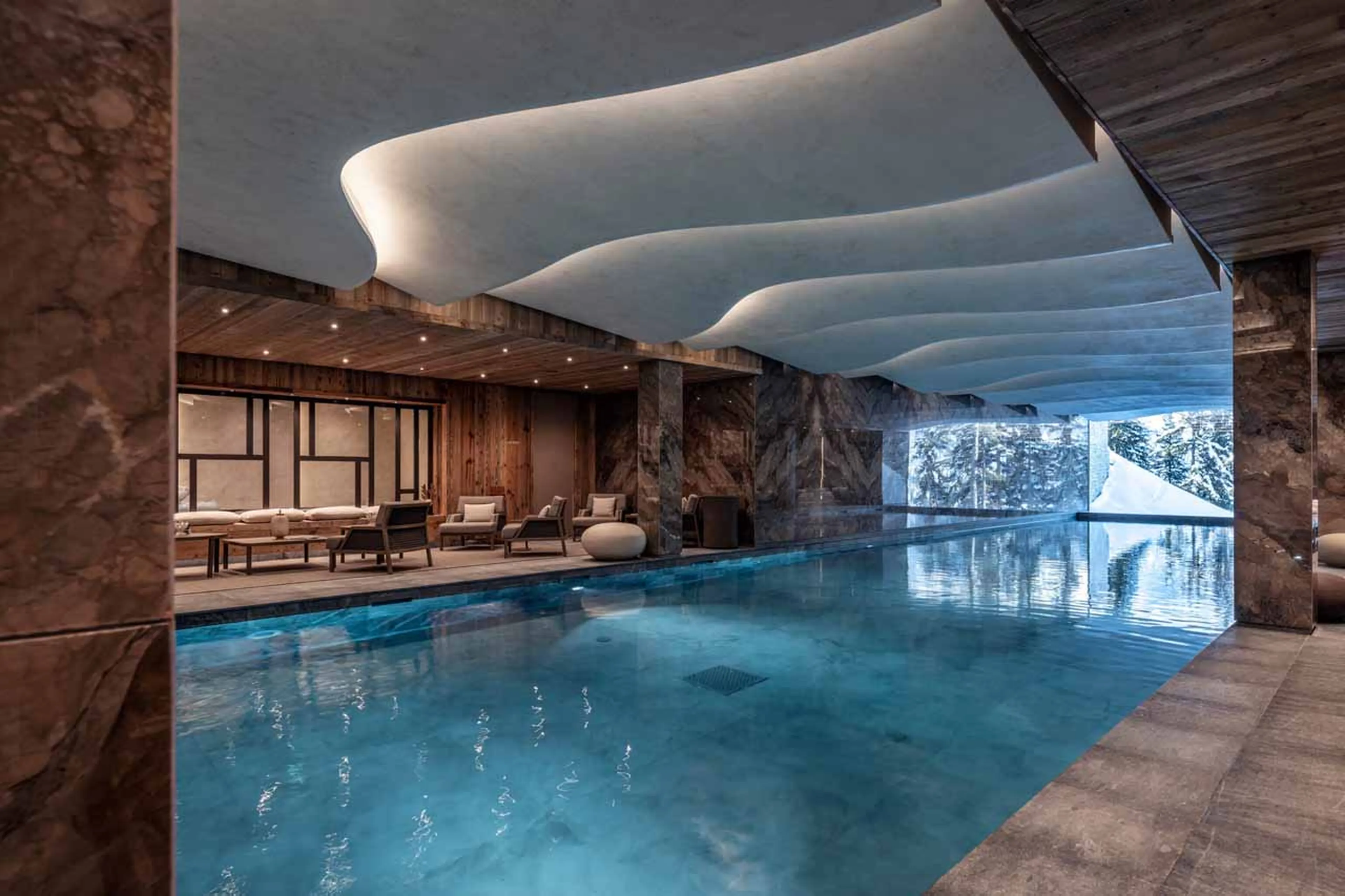 Pool and spa at Antares Meribel