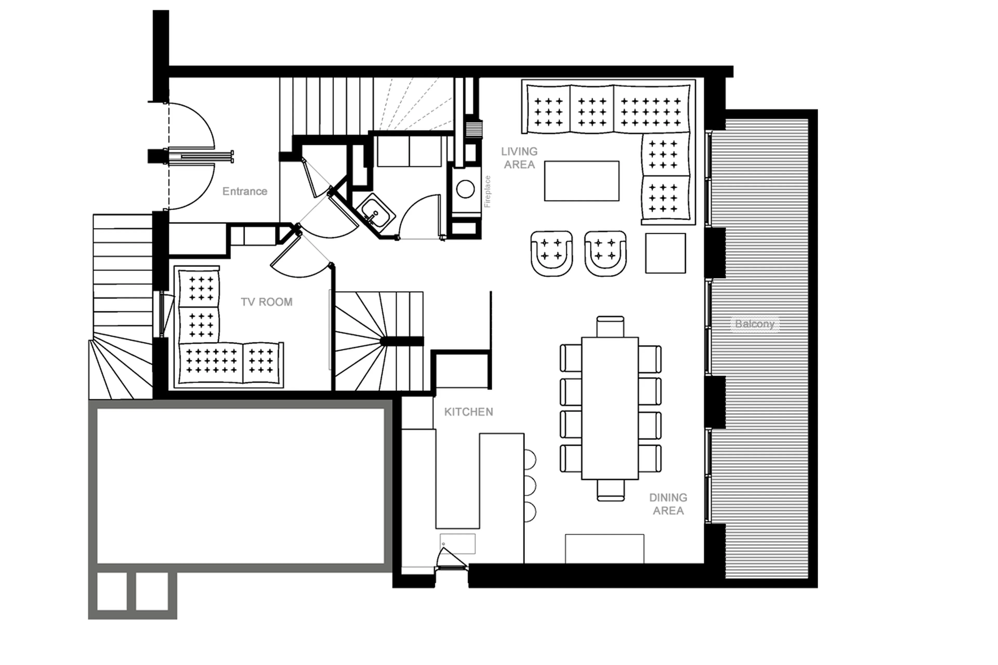 Level 0 floor plan of Apartment Doron in Meribel