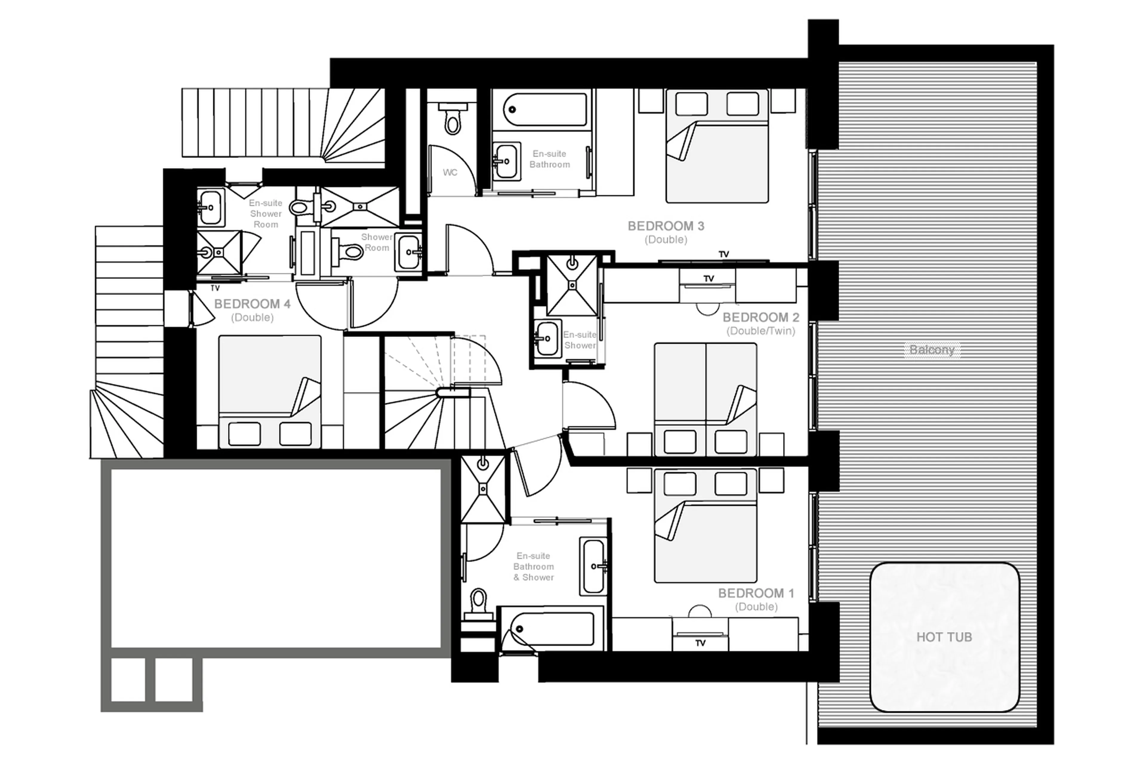 Level -1 floor plan of Apartment Doron in Meribel