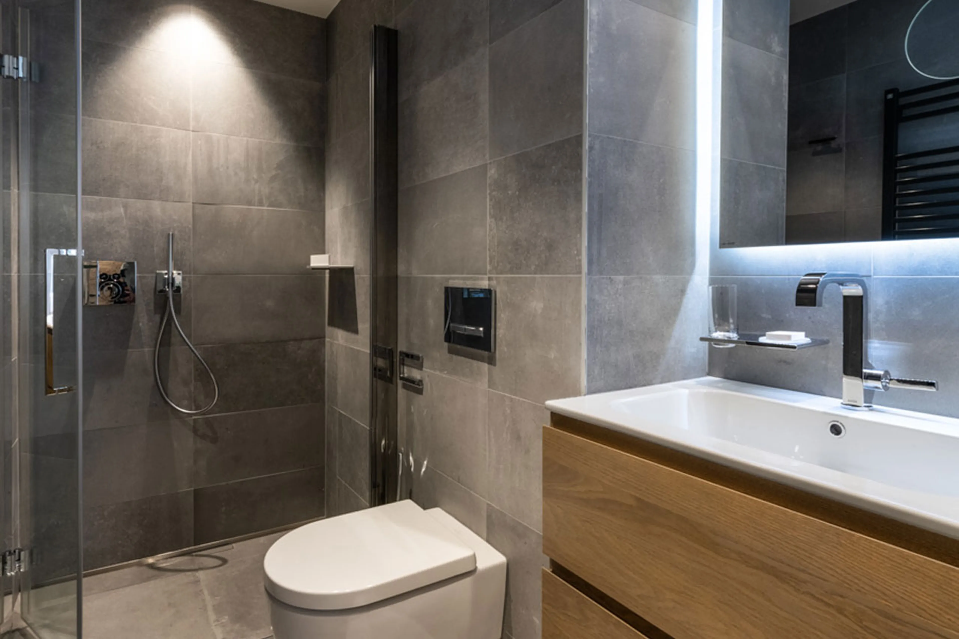 En-suite shower room in Alaska Lodge 1 in Val d'Isere