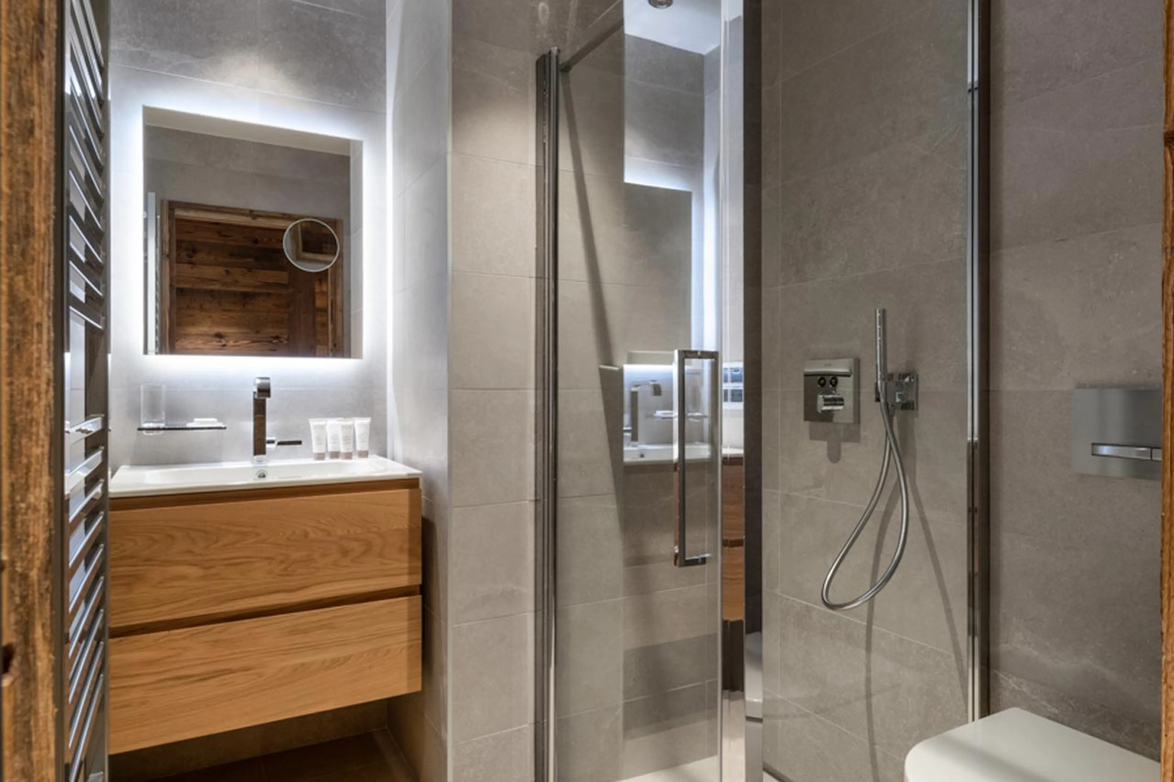 Shared shower room at Alaska Lodge 2 in Val d'Isere